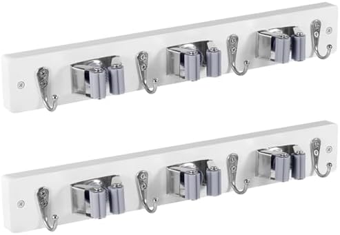 OUTNILI 2 Pack White Mop Broom Holder Wall Mount by OUTNILI