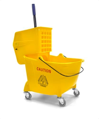 Mop Bucket 25 Quart | Side Press Wringer | 4 Wheels 2" | Yellow by FaragJanitorial
