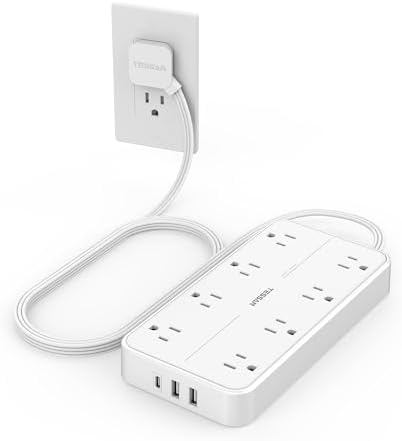 TESSAN Power Strip Surge Protector, 6FT Flat Plug Extension Cord by TESSAN