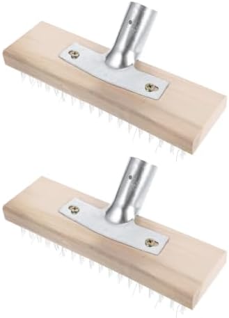 Heavy Duty Deck Scrub Brush Head Sturdy Wood Handle Floor Brush by Hoement