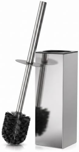 Silver Toilet Brush and Holder Set, Freestanding by YGIVO