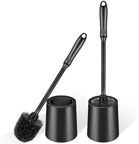Black Toilet Brush and Holder Set by AONEZ