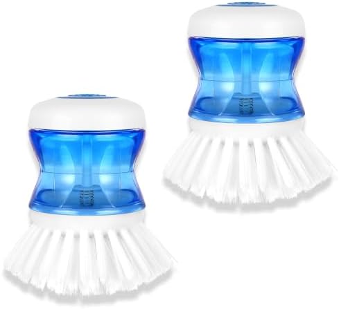 Dish Brush with Soap Dispenser for Sink, Pots & Pans Cleaning, Soft 2 Pack by YeuDeuy
