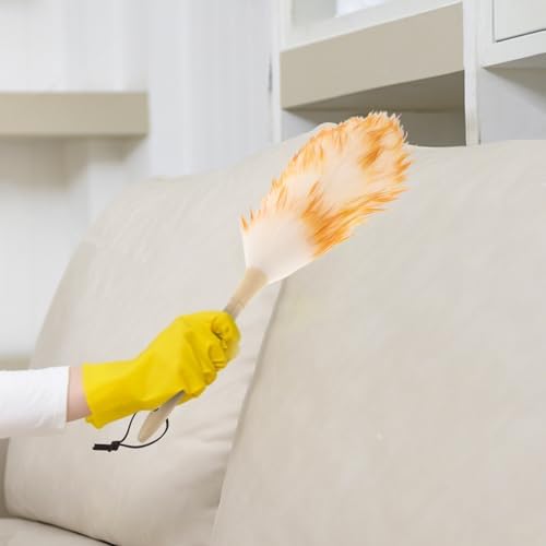 Lambswool Feather Duster with Wooden Handle, Flexible Static Cleaning Brush - Image 5