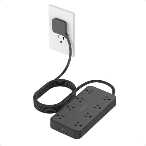 TESSAN Power Strip Surge Protector, 10FT Flat Plug Extension Cord by TESSAN