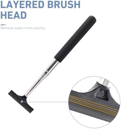Telescoping Car Rearview Mirror Squeegee, Stainless Steel Extendable Auto Glass - Image 3