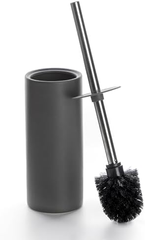 Matt Gray Ceramic Toilet Brush and Holder Set by ViosuniuBathroomSpecialists