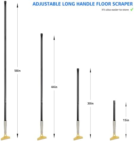 EHDIS 15''-58'' Long Handle Adjustable 4'' Razor Blade Scraper Tool Floor - Image 2