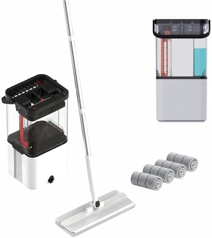 Self Cleaning No Dirt Flat Extendable Mop & Transparent Bucket System, Dual by Unknown