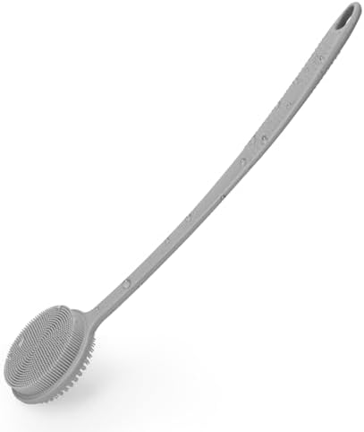 Silicone Back Scrubber for Shower, 17in Lengthen Long Handle Body Brush by -100SoftSilicone-