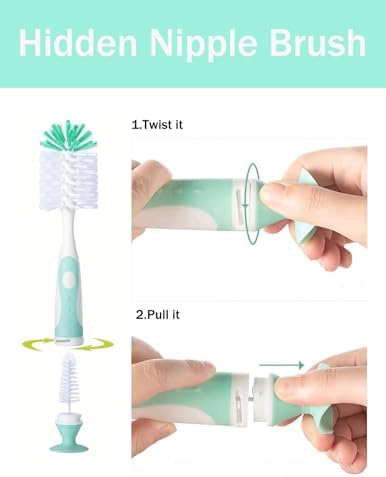 Baby Bottle Brush Kit with Suction, Hidden Cleaner & Straw Brush - Image 3