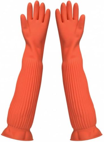 22" Extra Long Elbow Length Latex Dish Gloves Non-Slip by SYROVIA