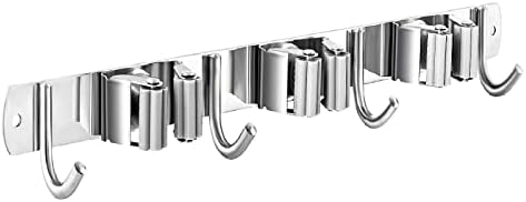 Mop and Broom Hanger Wall Mount, stainless steel Broom Hook Organizer Wall by Nuulyycyi