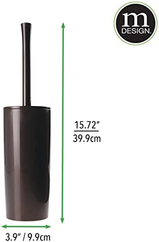 mDesign Slim Plastic Toilet Bowl Brush and Holder Set, Modern Compact Storage - Image 6