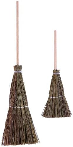 SHINEOFI Mini Hand-Woven Broom Set 2 Pieces Dollhouse Decor Broom Realistic by Unknown