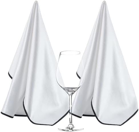 POLYTE Lint Free Microfiber Wine Glass Fine Polish Cloth 18x28 in, 2 Pack by Polyte