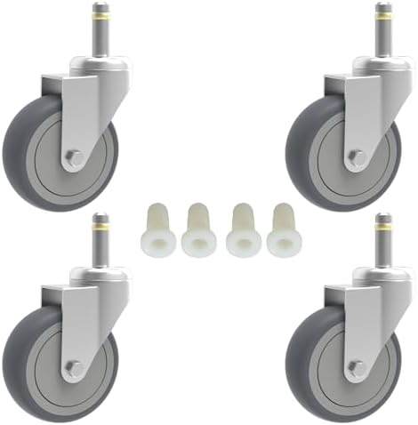 RILIDRI 3-Inch Swivel Stem Caster, 7/16-Inch Stem Diameter Rubber Wheel by RILIDRI