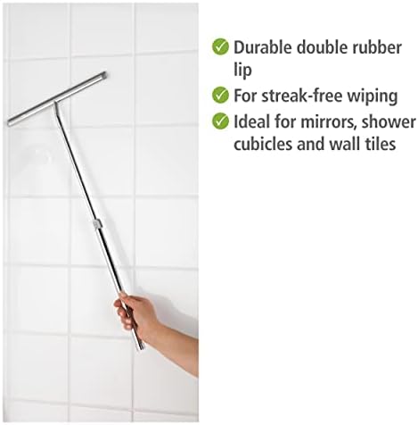 WENKO Shower Squeegee, Glass Door, Extendable Mirror Squeegee, Stainless Steel - Image 2