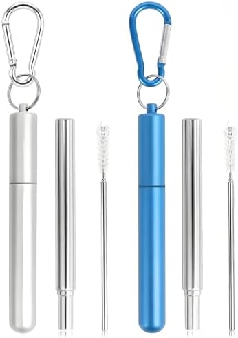 Collapsible Metal Straws, Travel Drinking Straws by Foweroty