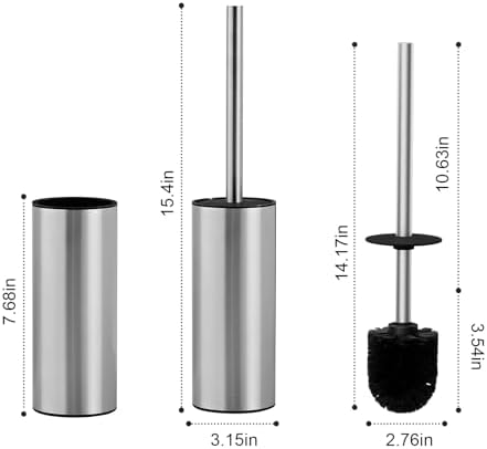 04 Stainless Steel Toilet Bowl Cleaner Brush and Holder Set - Image 2