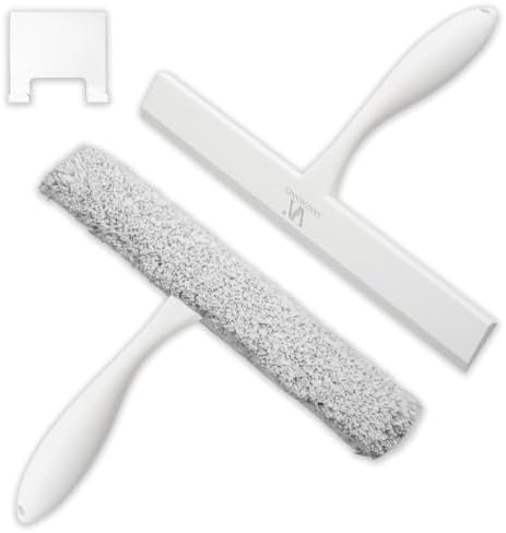 Shower Squeegee for Glass Doors & Microfiber Scrubber Kit 11Inch Window Washing by VANZAVANZU