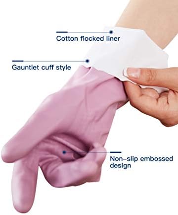 LANON 3 Pairs wahoo Cleaning Gloves, Cotton Flocked Liner, Mauve Mist - Image 2