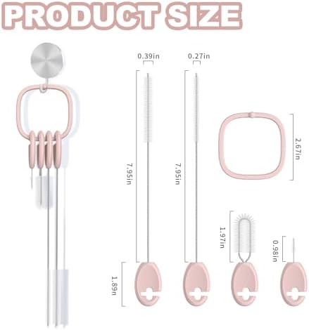 YOTIME 4in1 Straw Cleaner Brush Set, Reusable Standing Straw Brushs - Image 2
