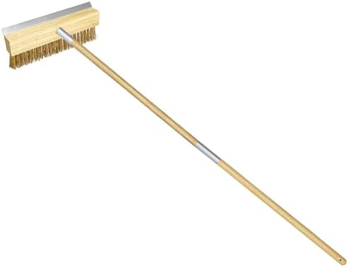 LRUI Pizza Oven Brush with Scraper, 41-Inch Long Wood Handle Brass Bristles by RLRUI