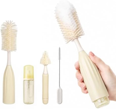 Baby Bottle Brush with Push-Press Foam Design, Silicone Bottle Brush by Cochildor