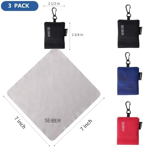 SEIBER Eyeglass Cleaning Microfiber Cloth, 7x7 inch, BK Blue Red - Image 3