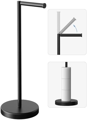 Matte Black Toilet Paper Holder Stand Free Standing Tissue Roll Holder by BathroomDecor