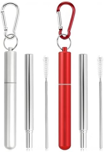 Collapsible Metal Straws, Travel Drinking Straws by Foweroty