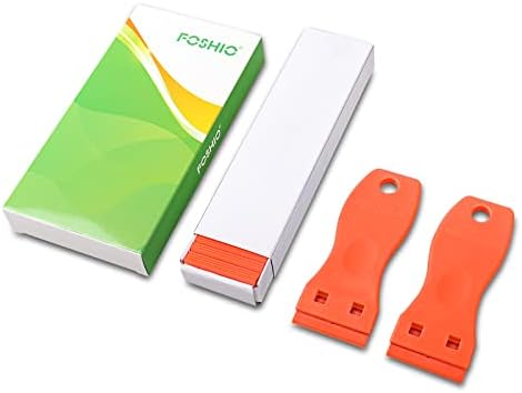 FOSHIO 2PCS Orange Plastic Razor Blade Scraper Tool and 100PCS Orange Plastic - Image 2