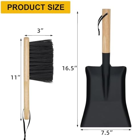Fireplace Shovel & Brush Set, Large Ash Shovel & Brush - Image 2