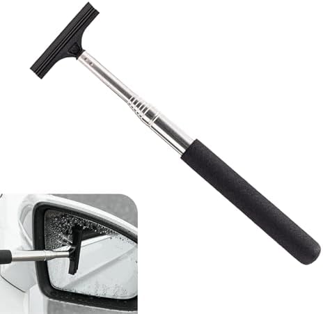 Telescoping Car Rearview Mirror Squeegee, Stainless Steel Extendable Auto Glass by Unknown