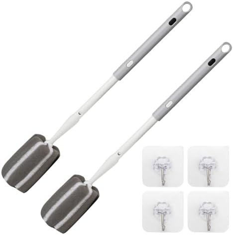 Sponge Bottle Brush Adjustable Long Handle Up to 14.5” 2-Pack by Unknown