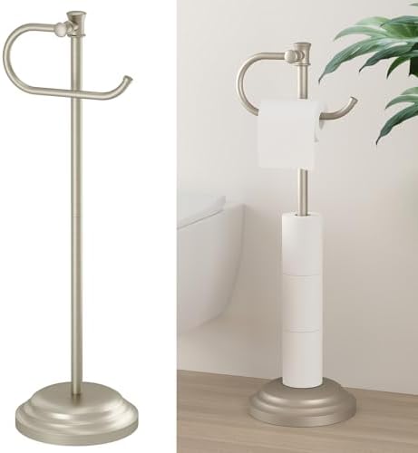 Hoimpro Toilet Paper Holder Stand Free Standing Roll Storage Brushed Nickel by Hoimpro