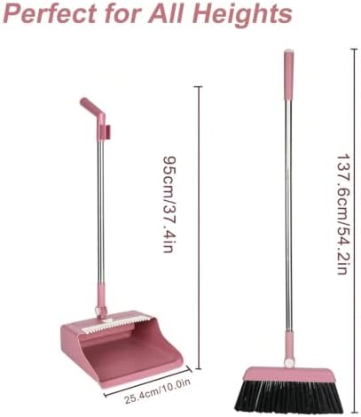 Pink 3-in-1 Broom and Foldable Dustpan Set - Image 2
