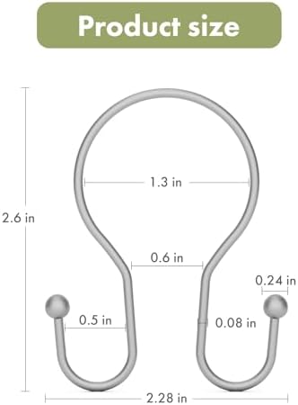 AmazerBath Silver Shower Curtain Hooks, Shower Curtain Rings, Simple Double - Image 6
