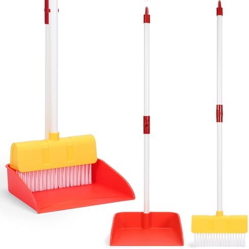 Kids Cleaning Toy Set Toddler Broom & Dustpan Pretend Play, Ages 3-6 by LIMIROLER