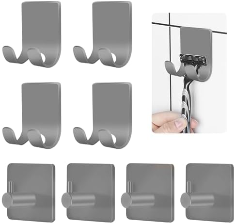 CGBE Razor Holder for Shower, 4 Packs Shaver Holder and Hooks, Self Adhesive by CGBE