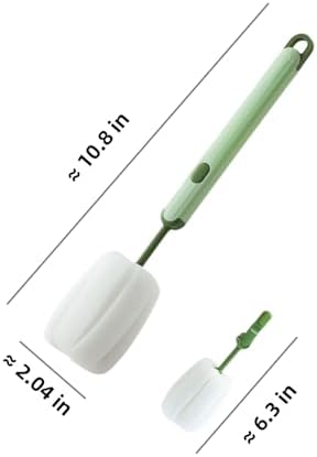 Bottle Brush Long Handle Cup Cleaner Brush Sponge Bottle Scrubber Detachable - Image 6