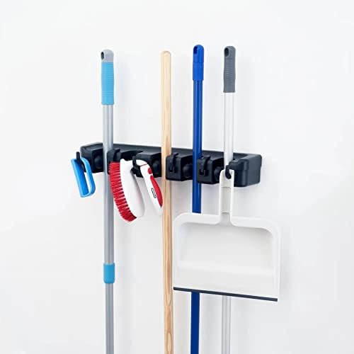Superio Mop and Broom Holder Wall Mount Cleaning Tools Wall Organizer, 5 Rack - Image 5