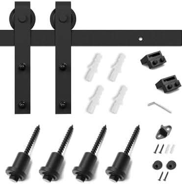 6.6FT Classic Brass Sliding Barn Door Hardware Kit by KINMADE