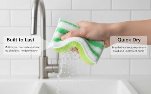 Scrub Sponges for Dishes, Non-Scratch Scrubbing Sponges for Kitchen - Image 6