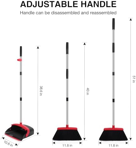 NACENA Broom and Dustpan Set, 52-in Long Adjustable Handle Broom Dustpan Combo - Image 2