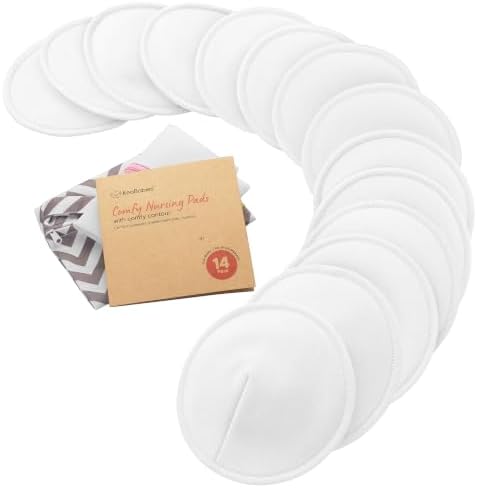 Organic Nursing Pads, 14 Washable Breast Pads, Wash Bag by KeaBabies