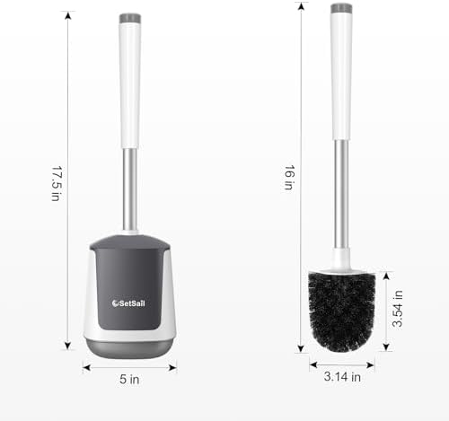 SetSail Toilet Brush and Holder, Self Closing Lid Toilet Bowl Brushes Holder - Image 2