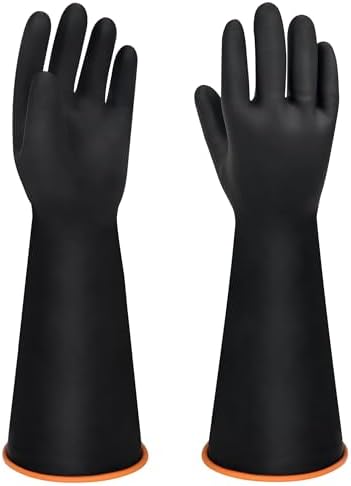 18" XL Size Latex Chemical Resistant Gloves, Heavy Duty Long Rubber Gloves by Nobgum