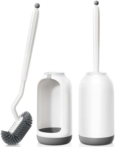 HAMITOR Toilet Bowl Brush Holder Set: 2Pack Deep Cleaning Silicone Toilet by HAMITOR